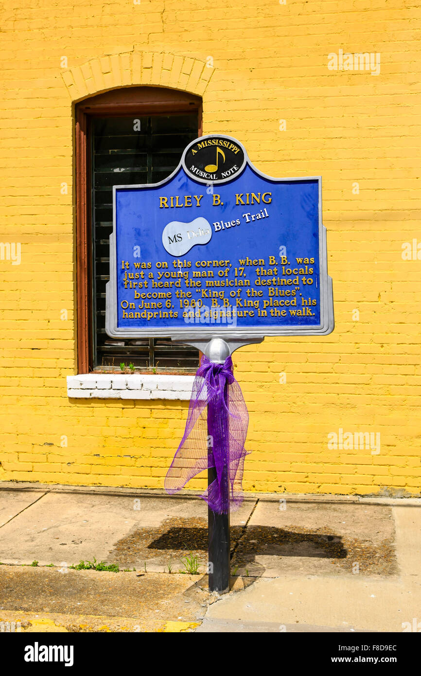 Tribute plaques to B.B. King in Indianola Mississippi, his birthplace the the cities most famous