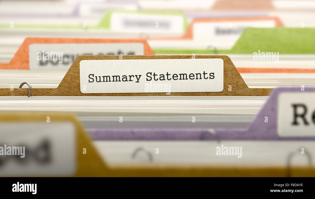 Summary Statements - Folder Name in Directory. Stock Photo