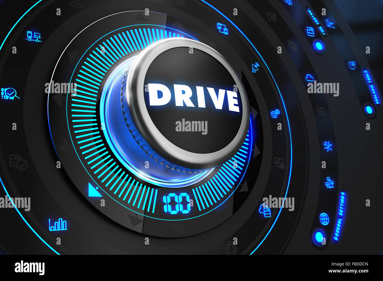 Drive Controller on Black Control Console. Stock Photo