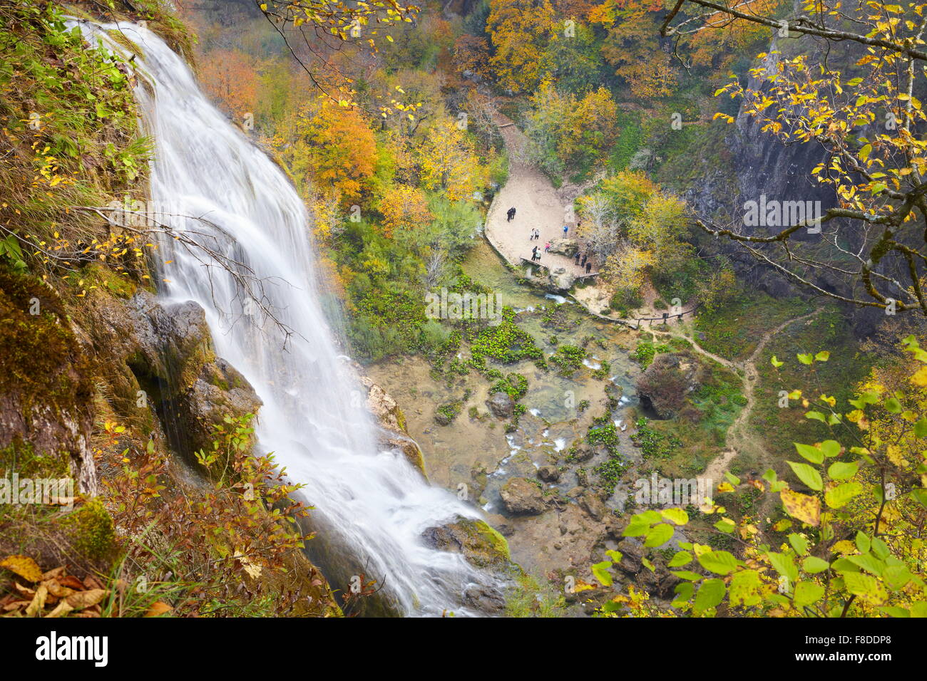 Waterfall in Plitvice Lakes National Park, Croatia, UNESCO Stock Photo