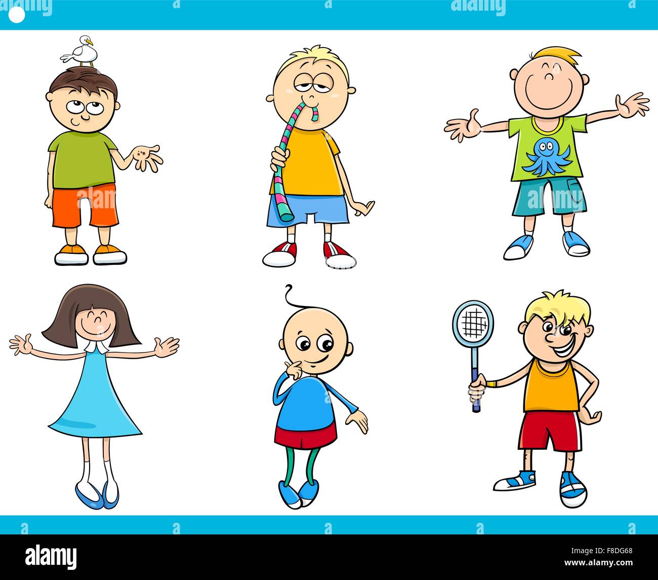 Cartoon Illustration of Cute Boys and Girls Children Characters Set ...