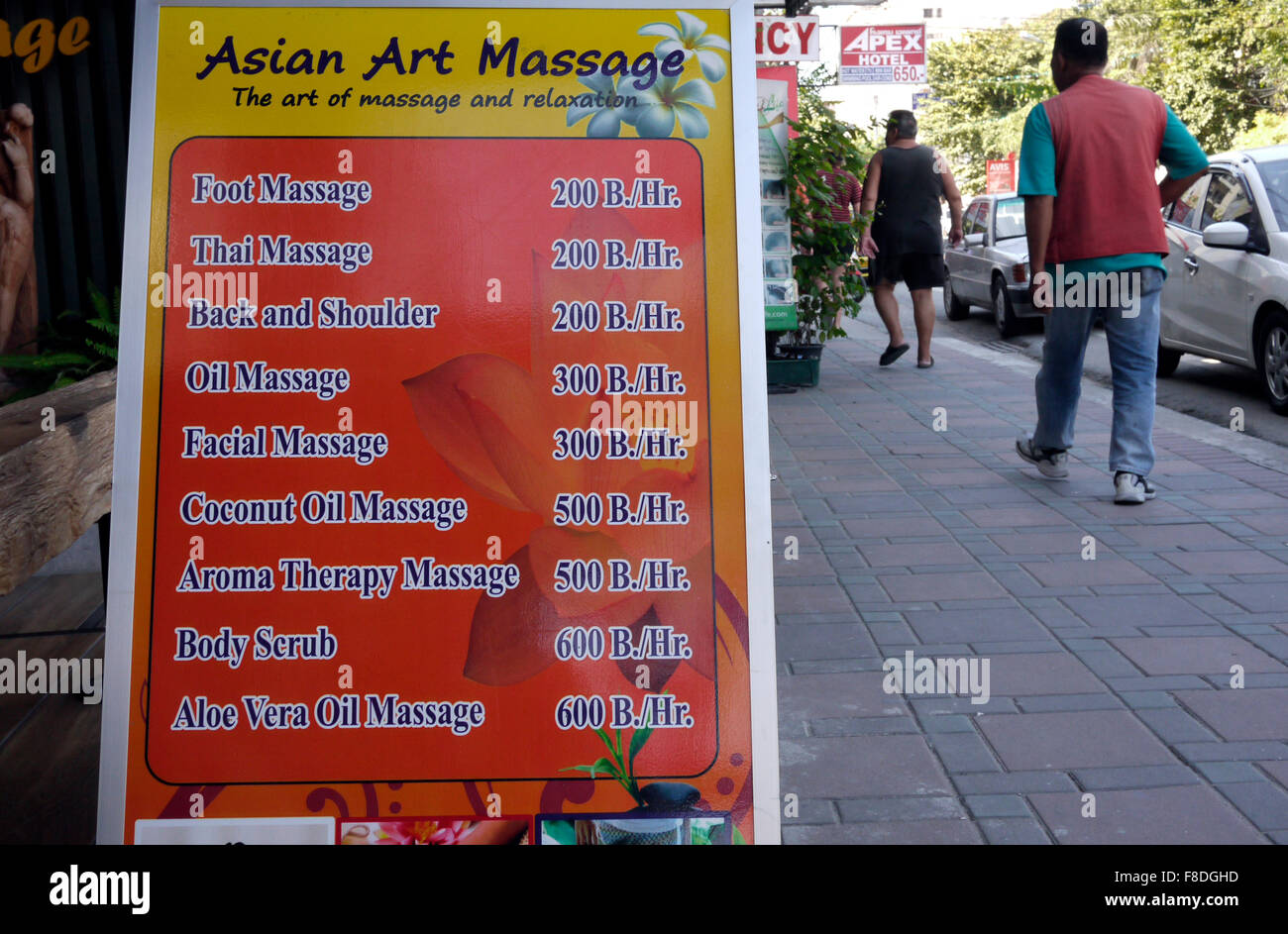 Promotional Sandwich Board offering various massages in Pattaya Thailand  Stock Photo - Alamy