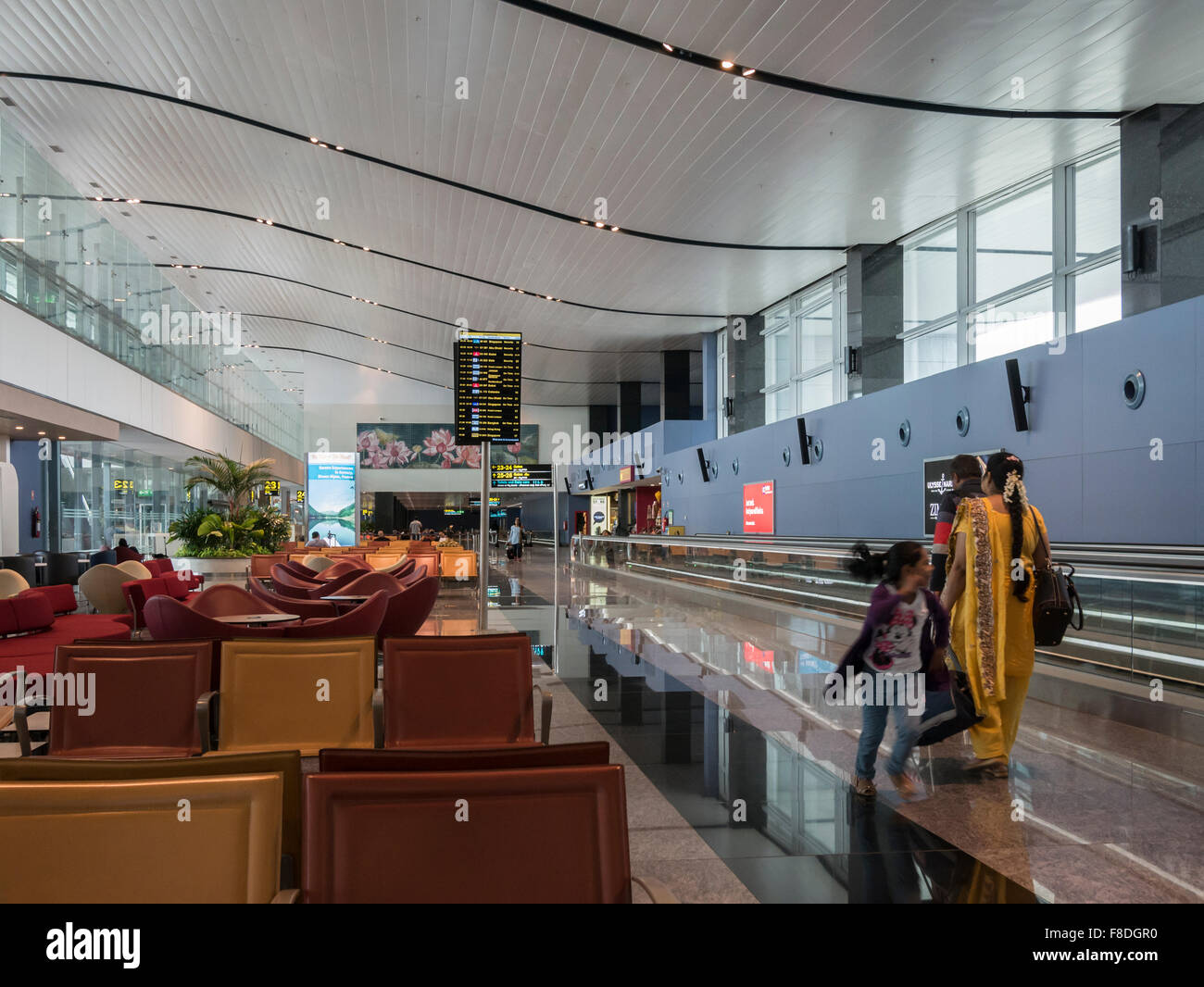 Bengaluru, India International Airport Terminal Departure Lounge and Gates. Stock Photo