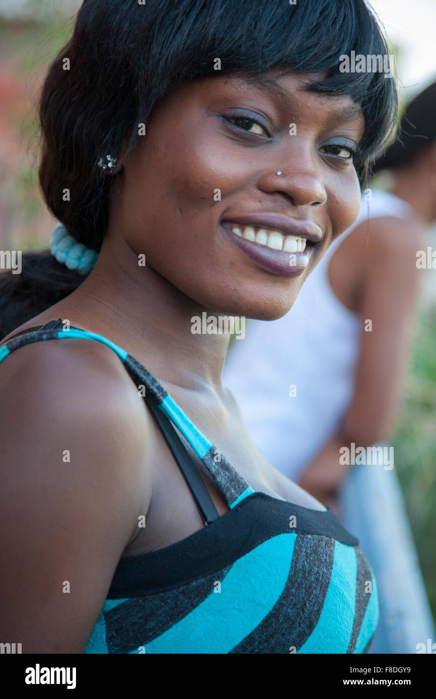 Beautiful African woman smiling Stock Photo