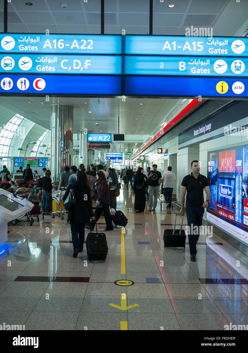 Dubai international airport arrival terminal 3. Stock Photo