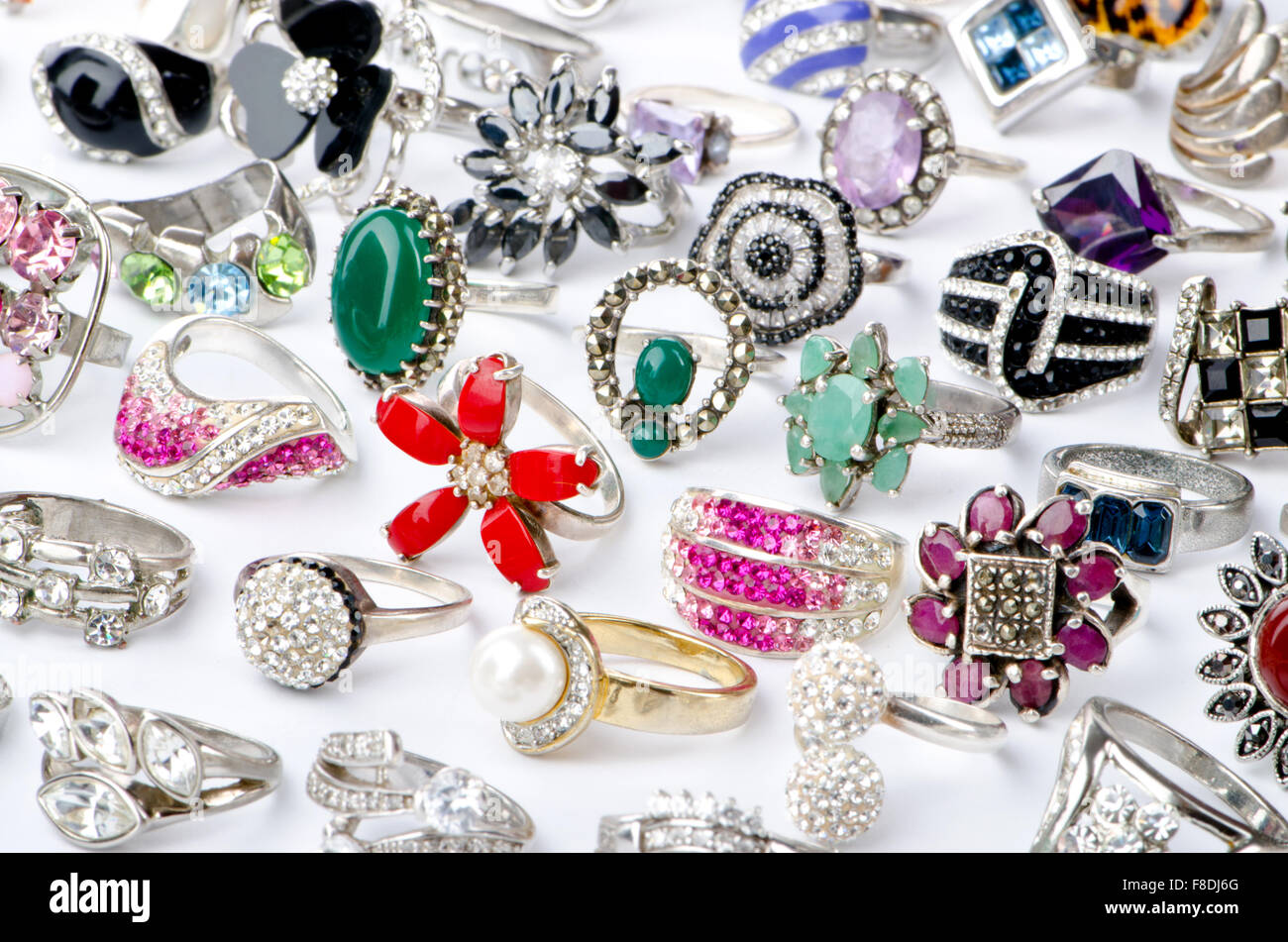 Selection of many precious rings Stock Photo - Alamy