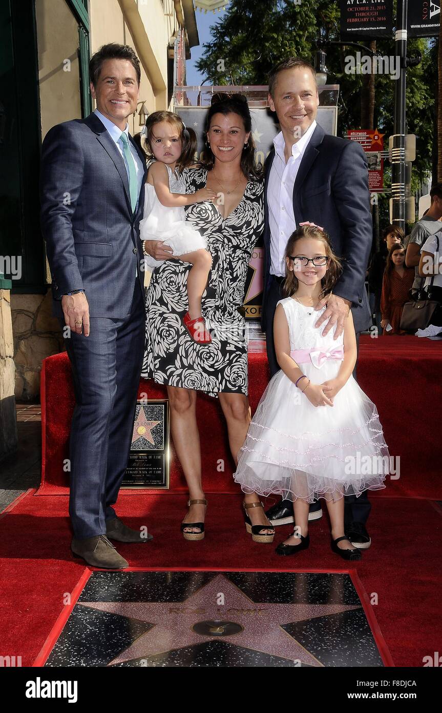 Los Angeles, CA, USA. 8th Dec, 2015. Rob Lowe, Fiona Hepler Lowe, Kim Painter, Mabel Painter Lowe, Chad Lowe at the induction ceremony for Star on the Hollywood Walk of Fame for Rob Lowe, Hollywood Boulevard, Los Angeles, CA December 8, 2015. Credit:  Michael Germana/Everett Collection/Alamy Live News Stock Photo