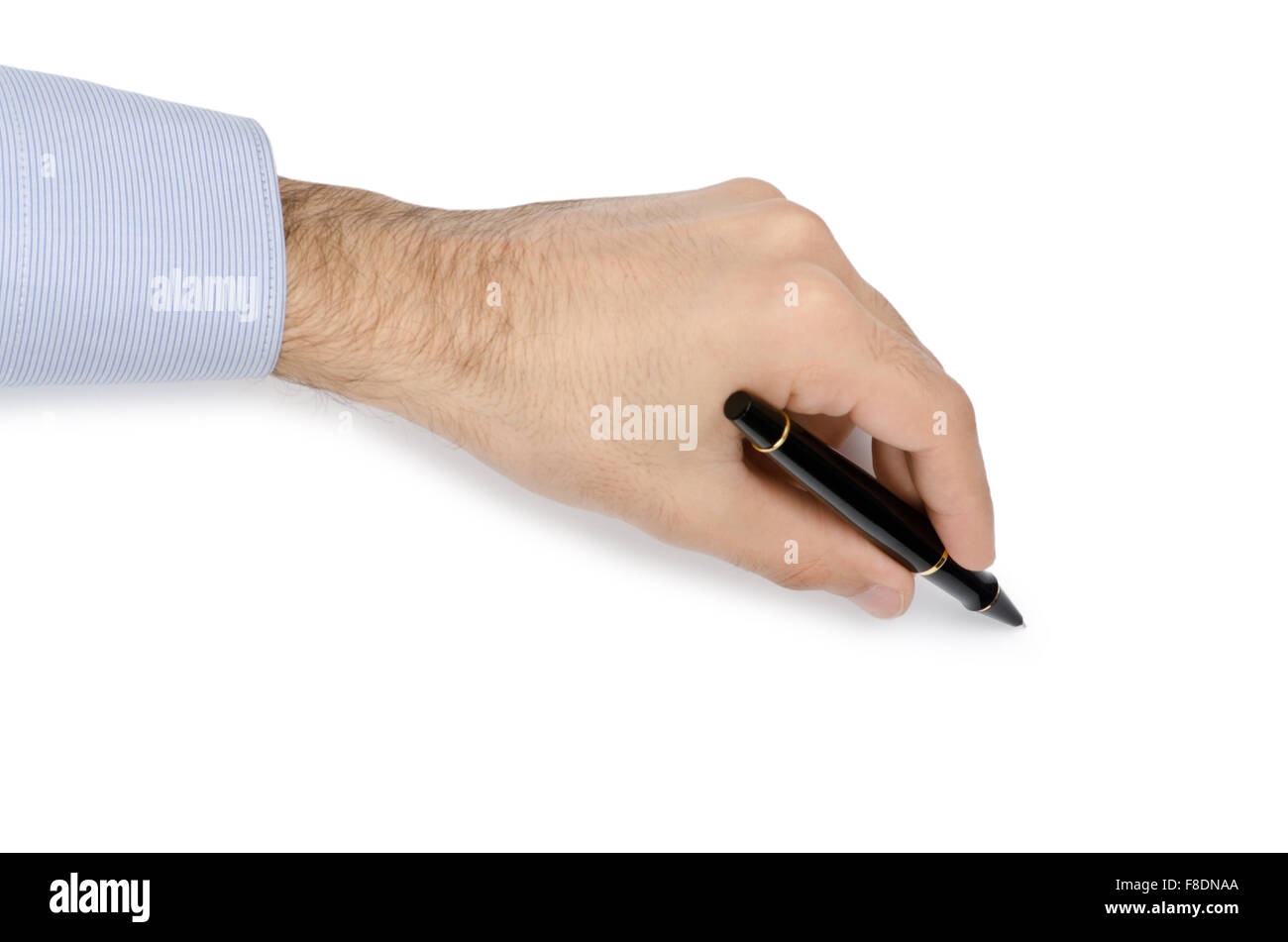 Hand with pen writing on white Stock Photo - Alamy