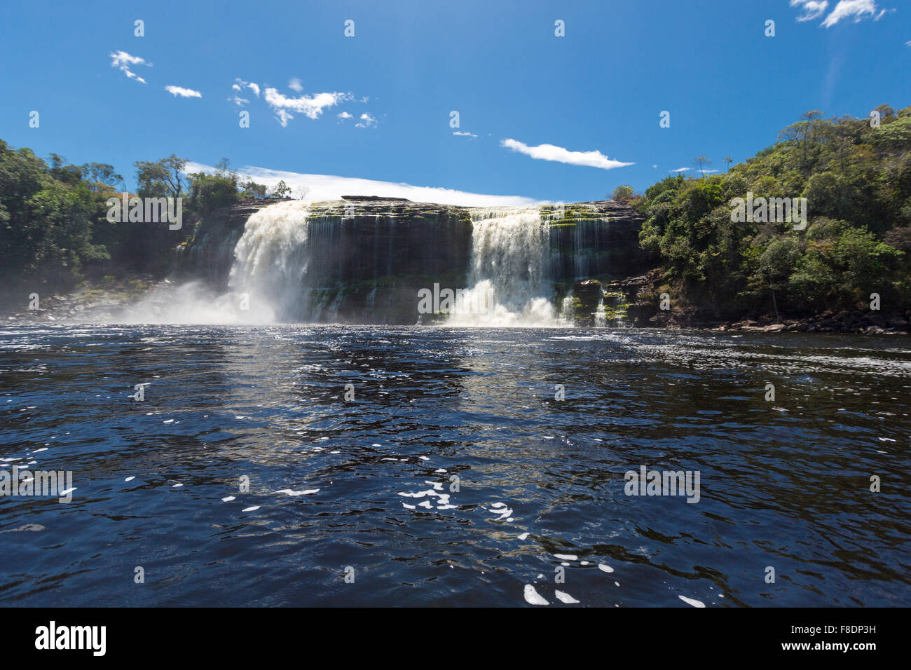 Waterfall in the Canaima Lagoon, Venezuela Stock Photo