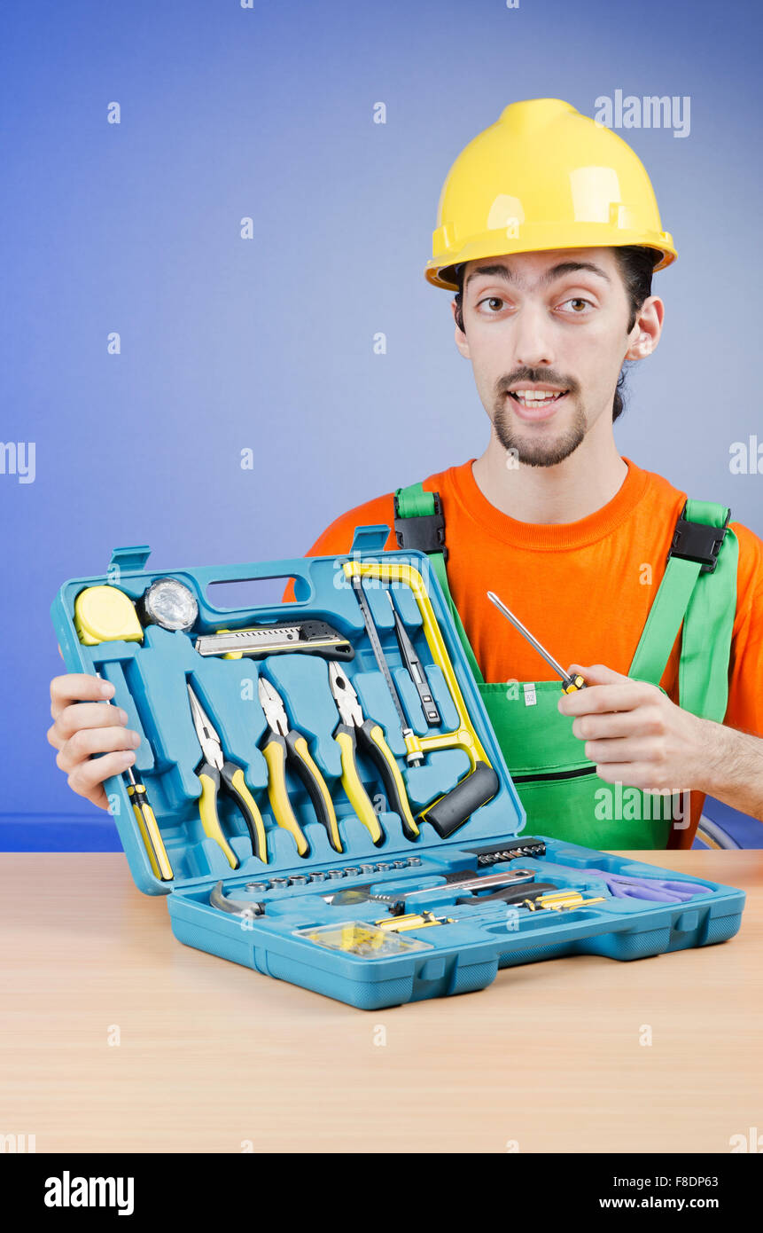 Repairman with his toolkit Stock Photo Alamy