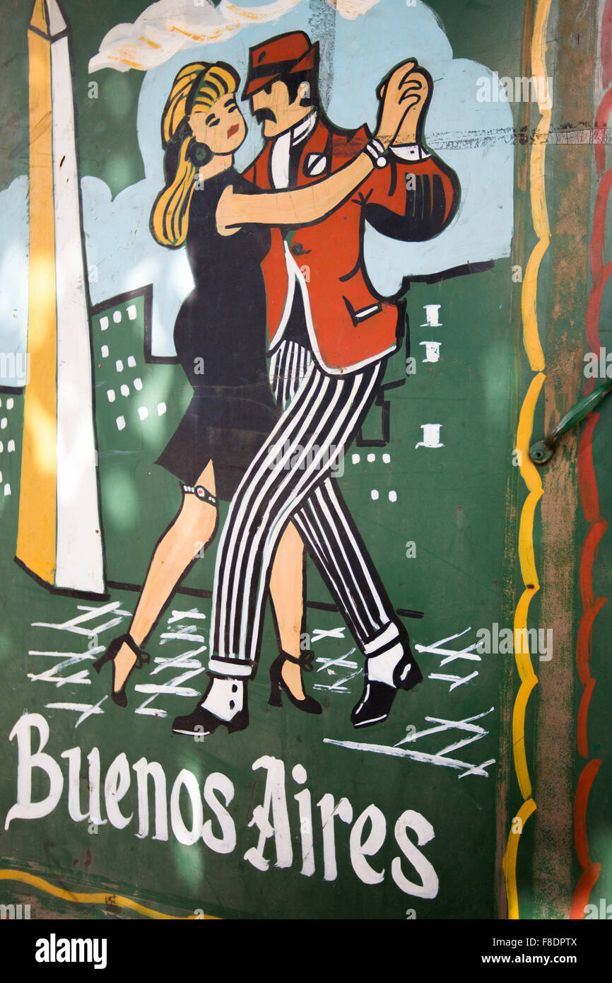 Street art tango graffiti in Buenos Aires, Argentina Stock Photo