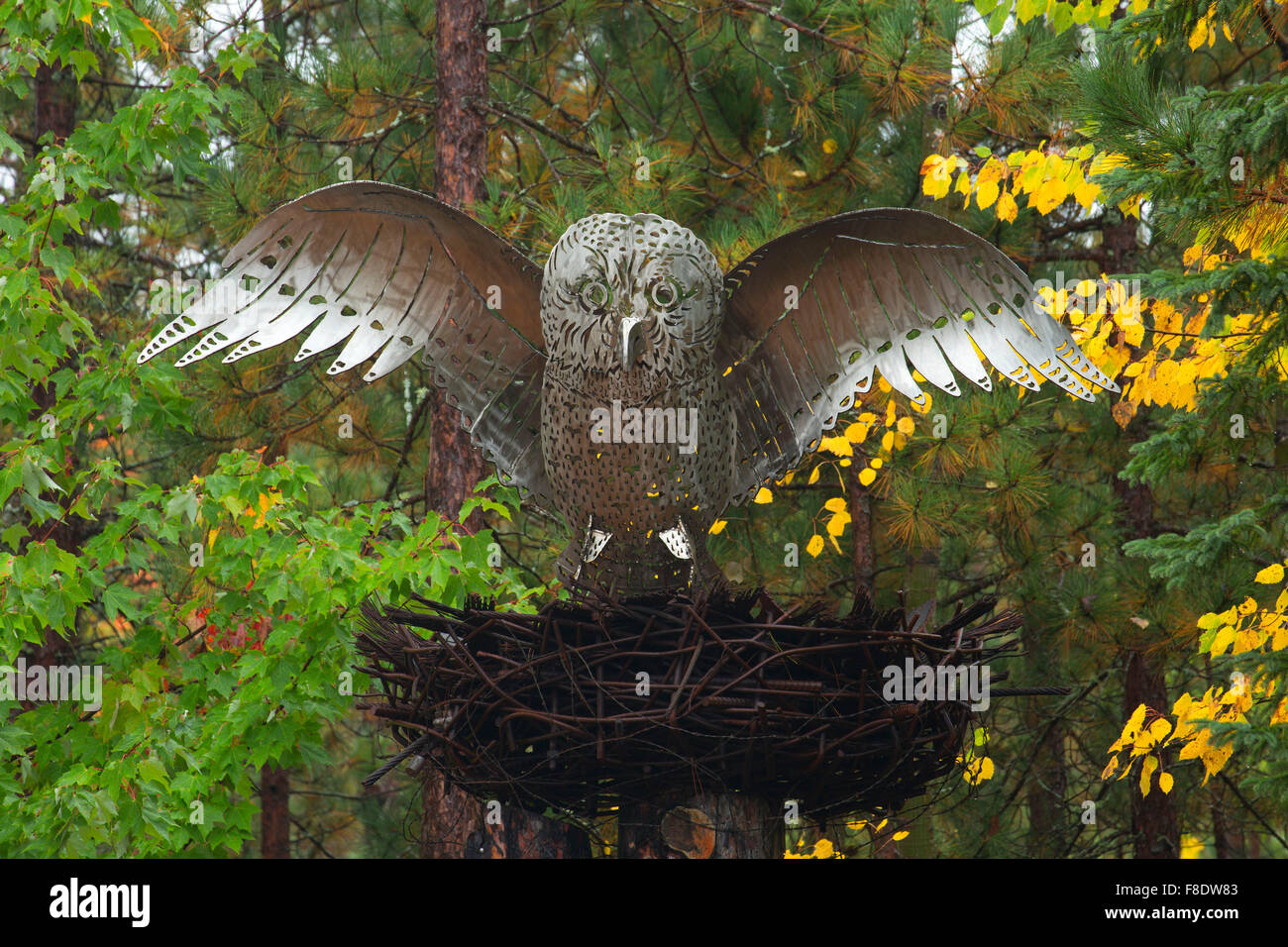 Metal sculpture, Lakenenland, Marquette County, Michigan Stock Photo