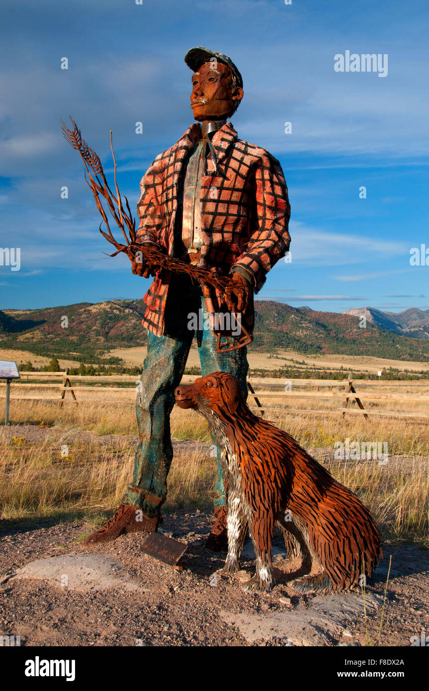 Sieben Ranch Jim Dolan sculpture near Gates of the Mountains, Lewis and Clark County, Montana Stock Photo
