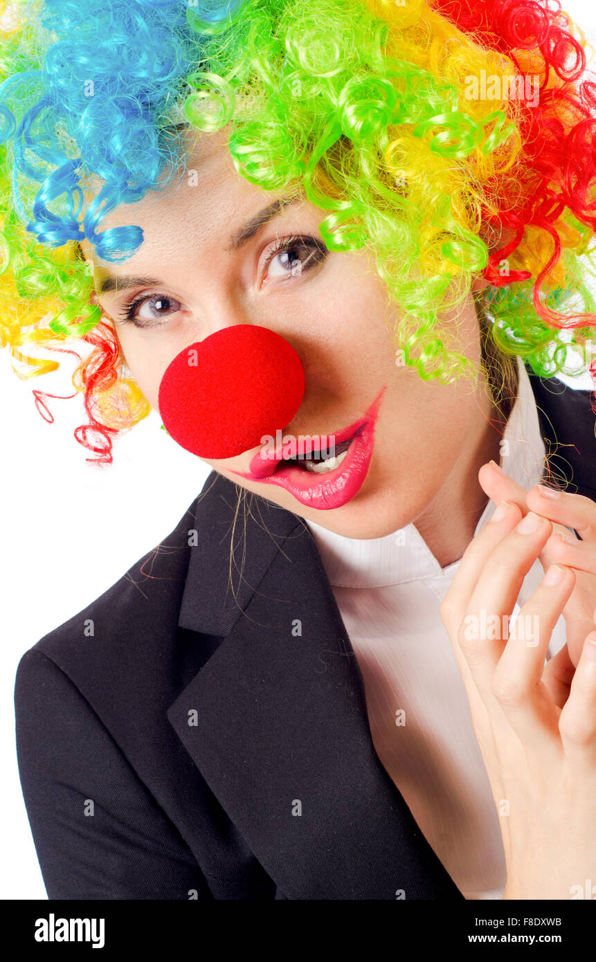 Woman clown in business suit Stock Photo - Alamy