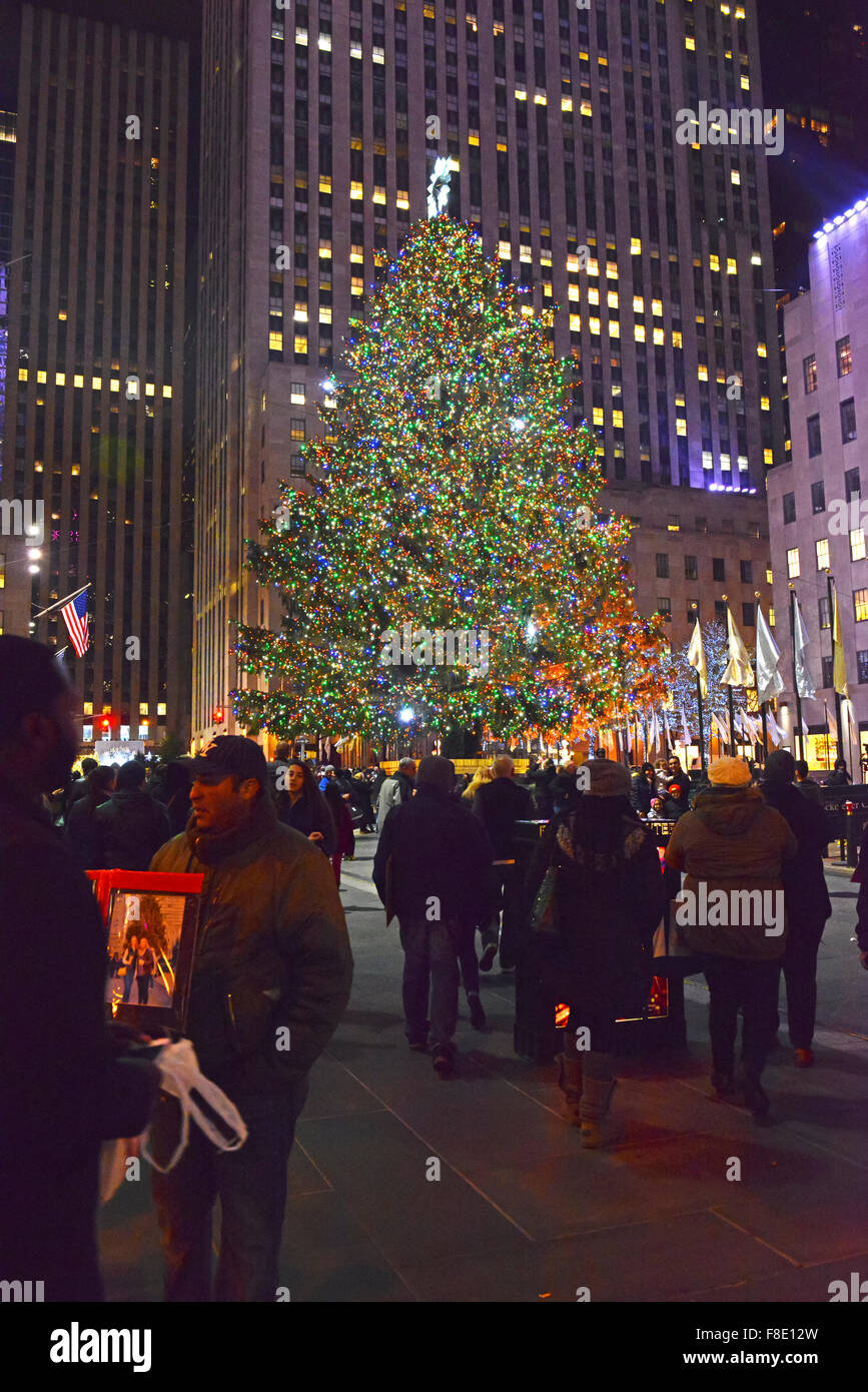 The Christmas Tree Rockefeller Center, Manhattan, New York City Stock