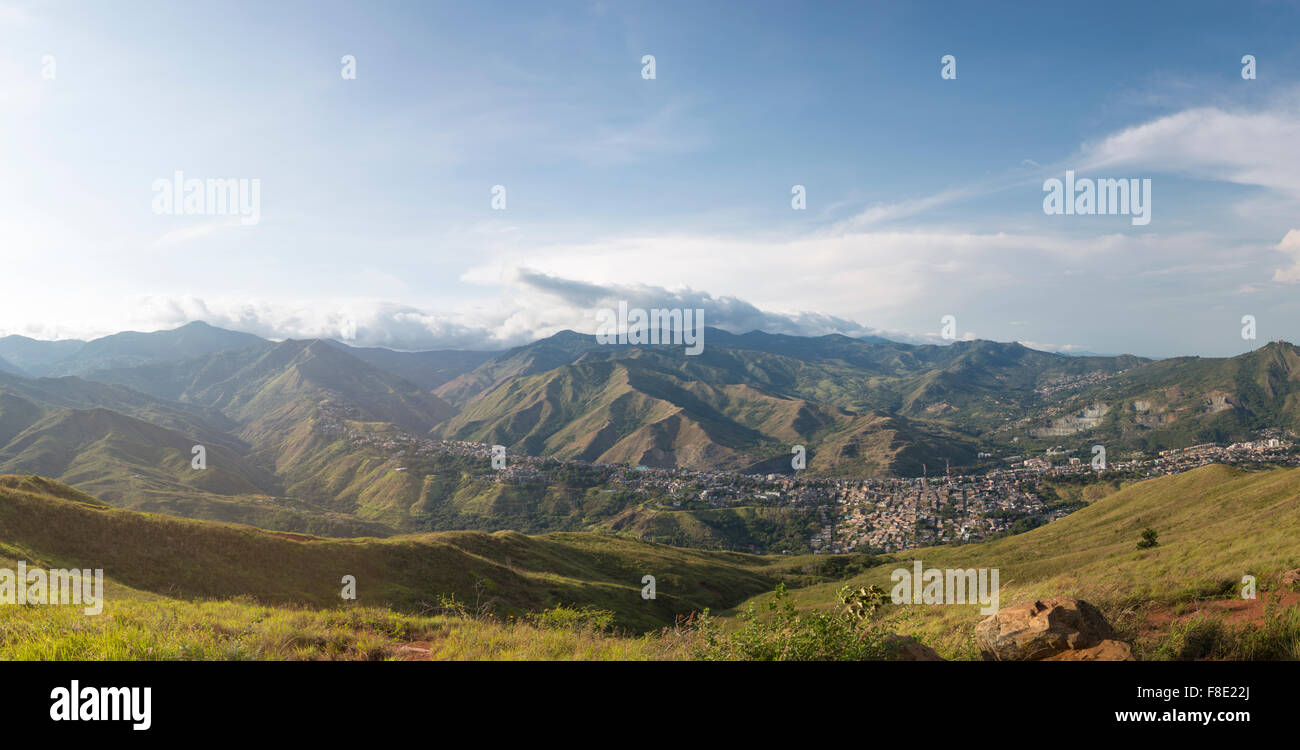 Daylight panorama cityscape of Cali, Colombia Stock Photo