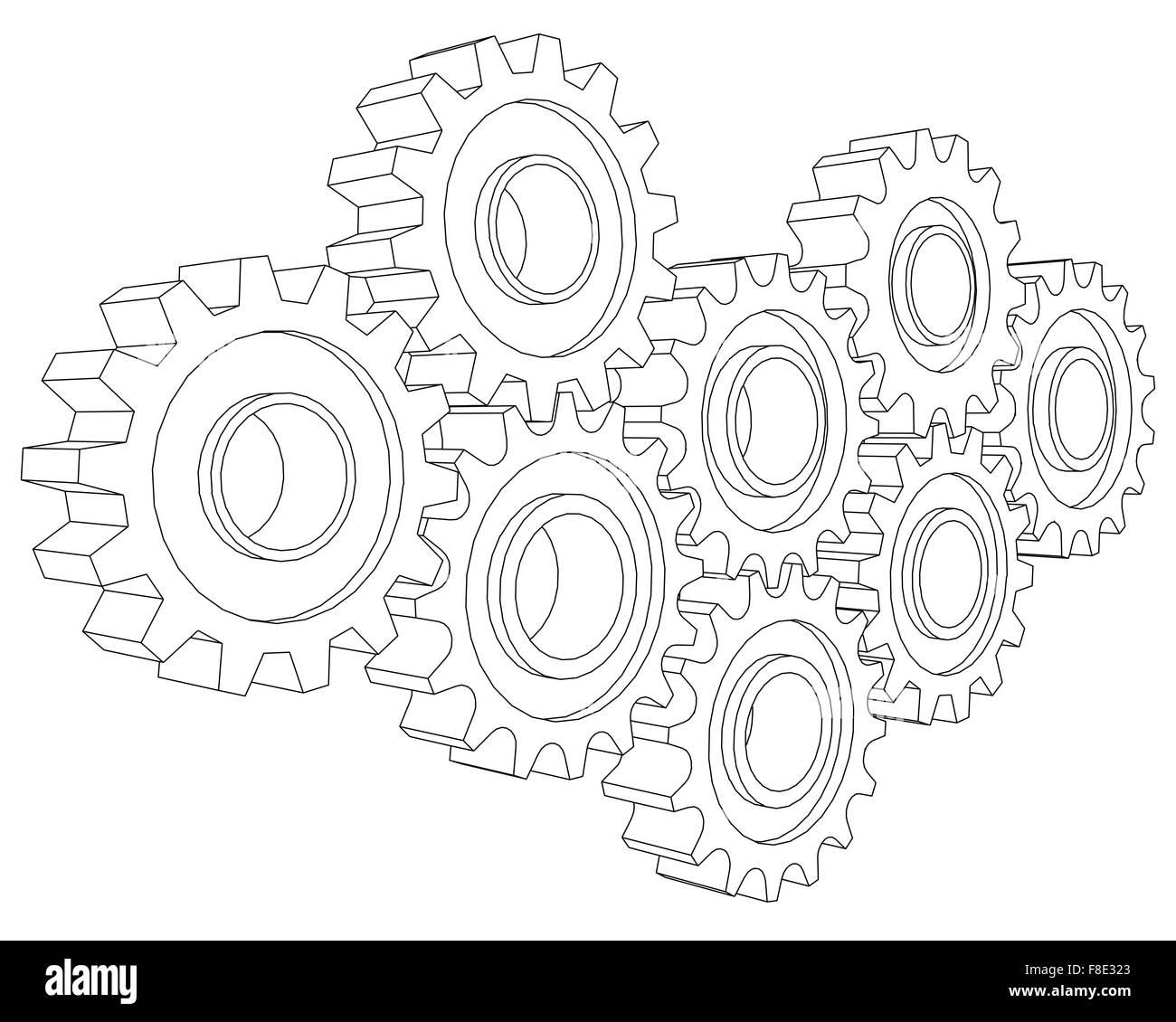 Vector Cog wheel gear mechanism close-up. White background Stock Vector ...
