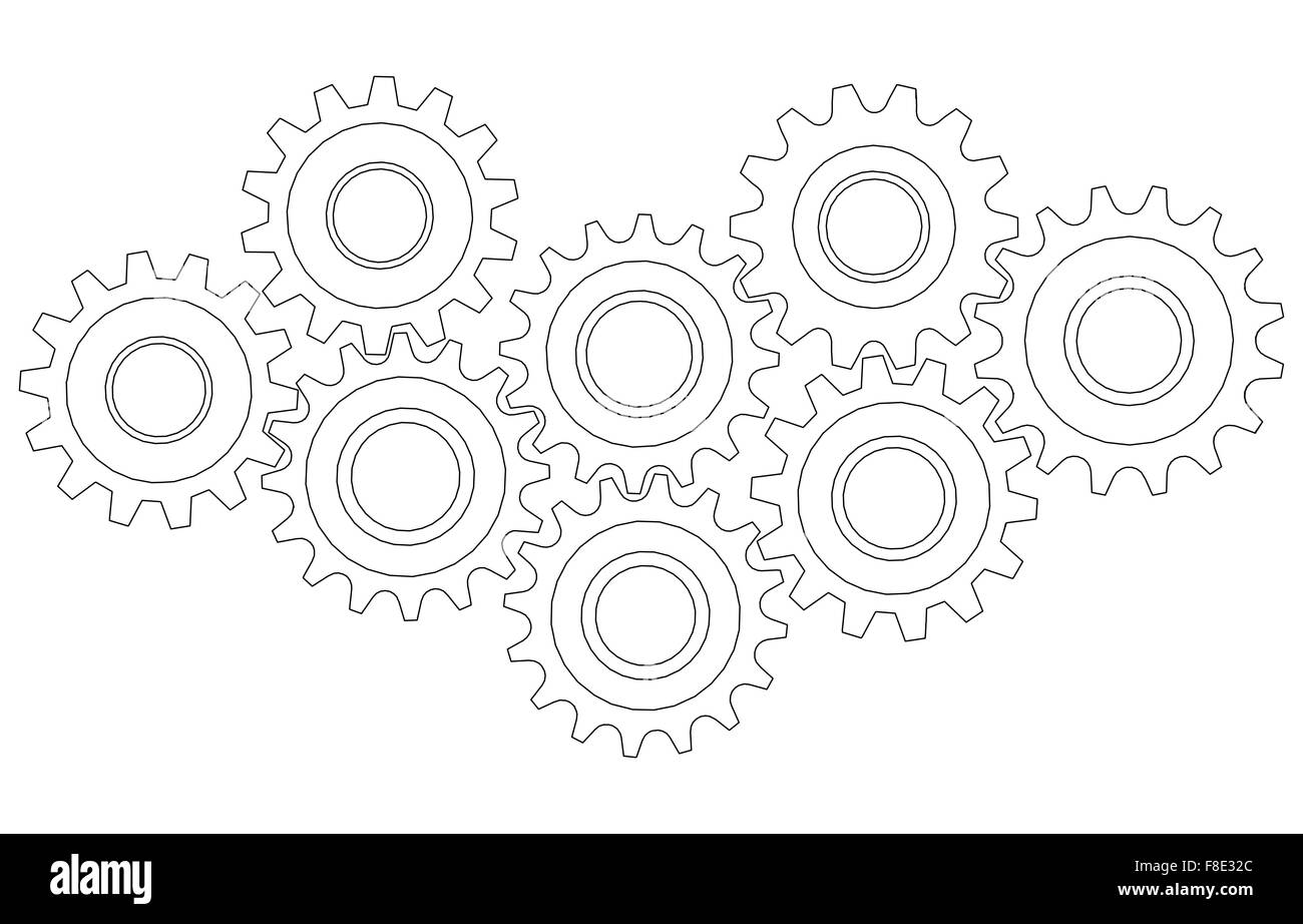 Vector Cog wheel gear mechanism close-up. White background Stock Vector ...