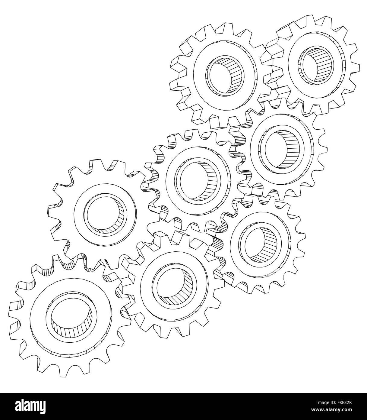 Vector Cog wheel gear mechanism close-up. White background Stock Vector ...