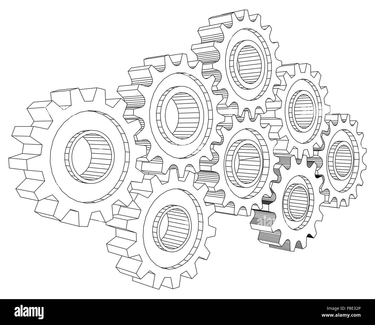 Vector Cog wheel gear mechanism close-up. White background Stock Vector ...