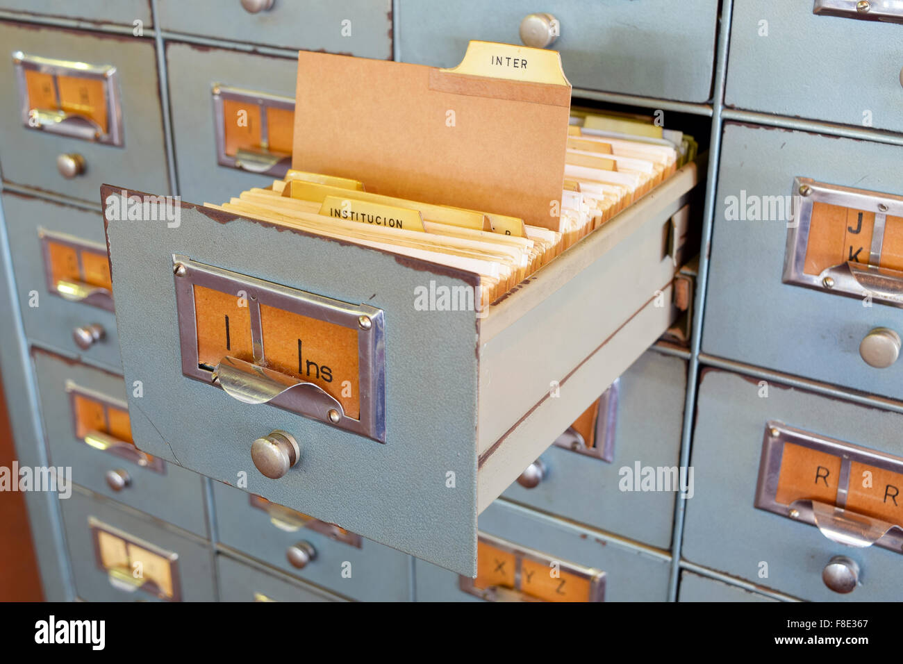 Filing Cabinet With Single Drawer Opened File Document Stock