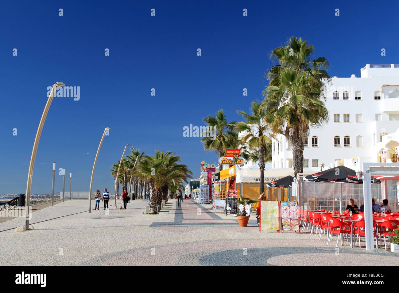 Quarteira seafront promenade, Avenida Infante de Sagres, Algarve, Portugal, Europe Stock Photo