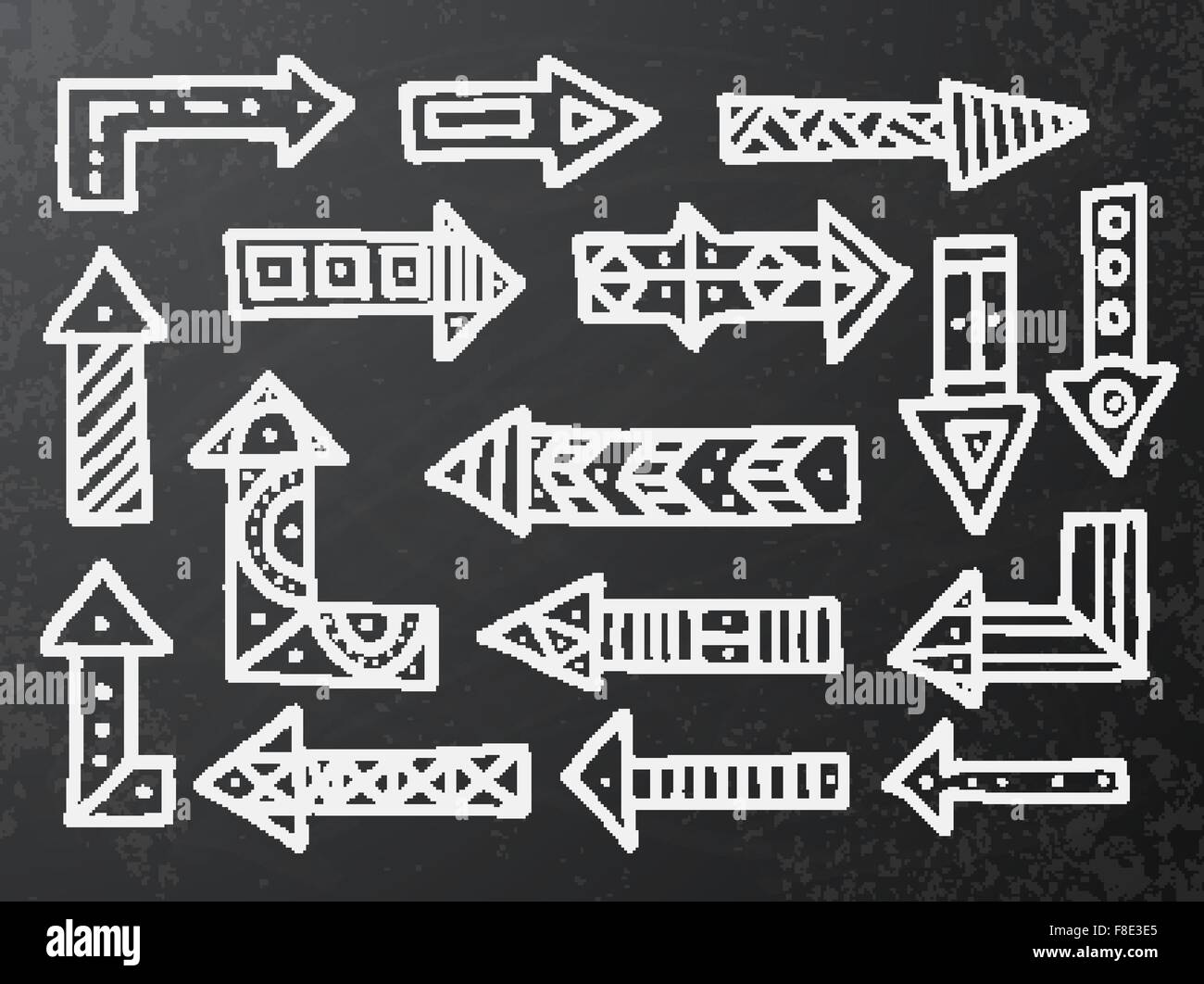 Hand drawn arrow icons set on black chalk board. Vector Illustration ...