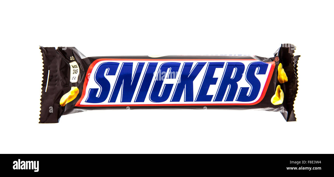 Snickers chocolate bar made by Mars, Incorporated. Stock Photo
