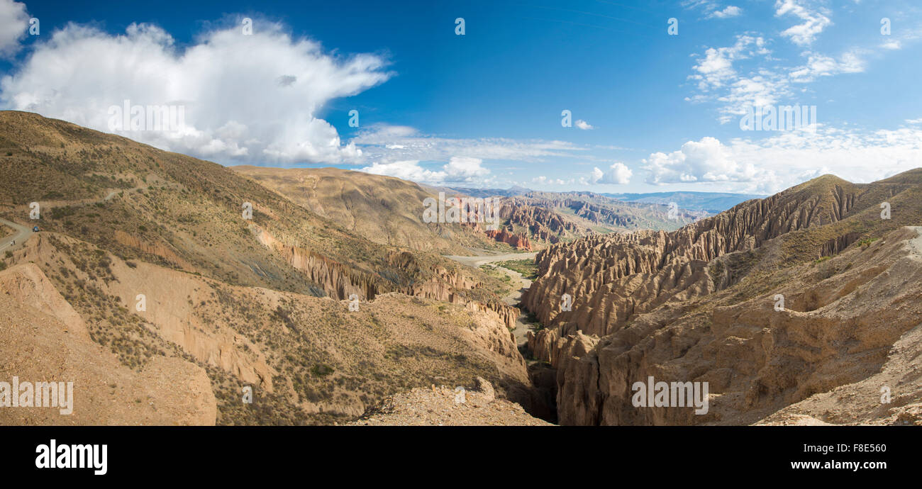 Panorama of the Valle de la Luna near Tupiza in Bolivia Stock Photo