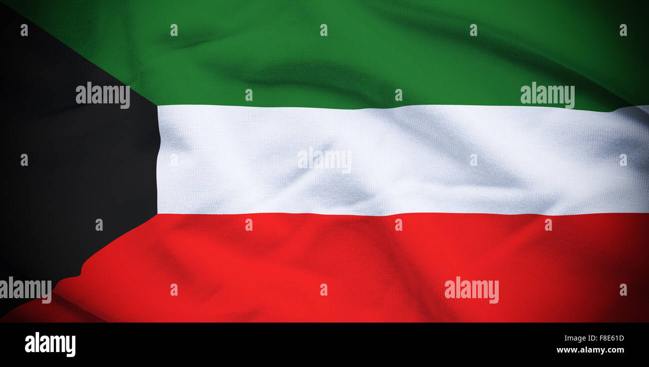 Kuwait Flag Rippon Wavy and rippled national flag of Kuwait background Stock Photo - Alamy