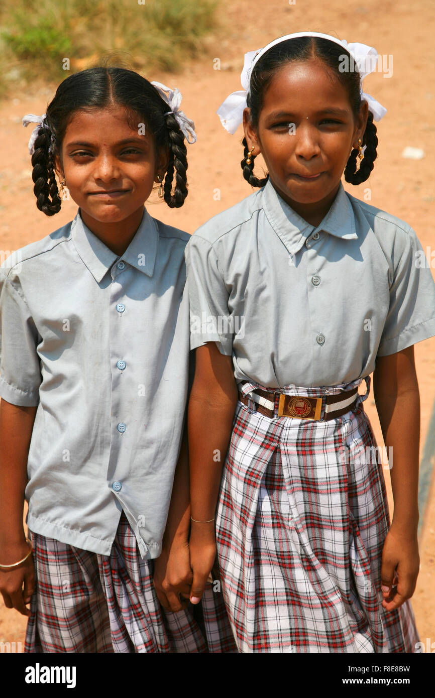 Portrait of two Indian young girls Stock Photo