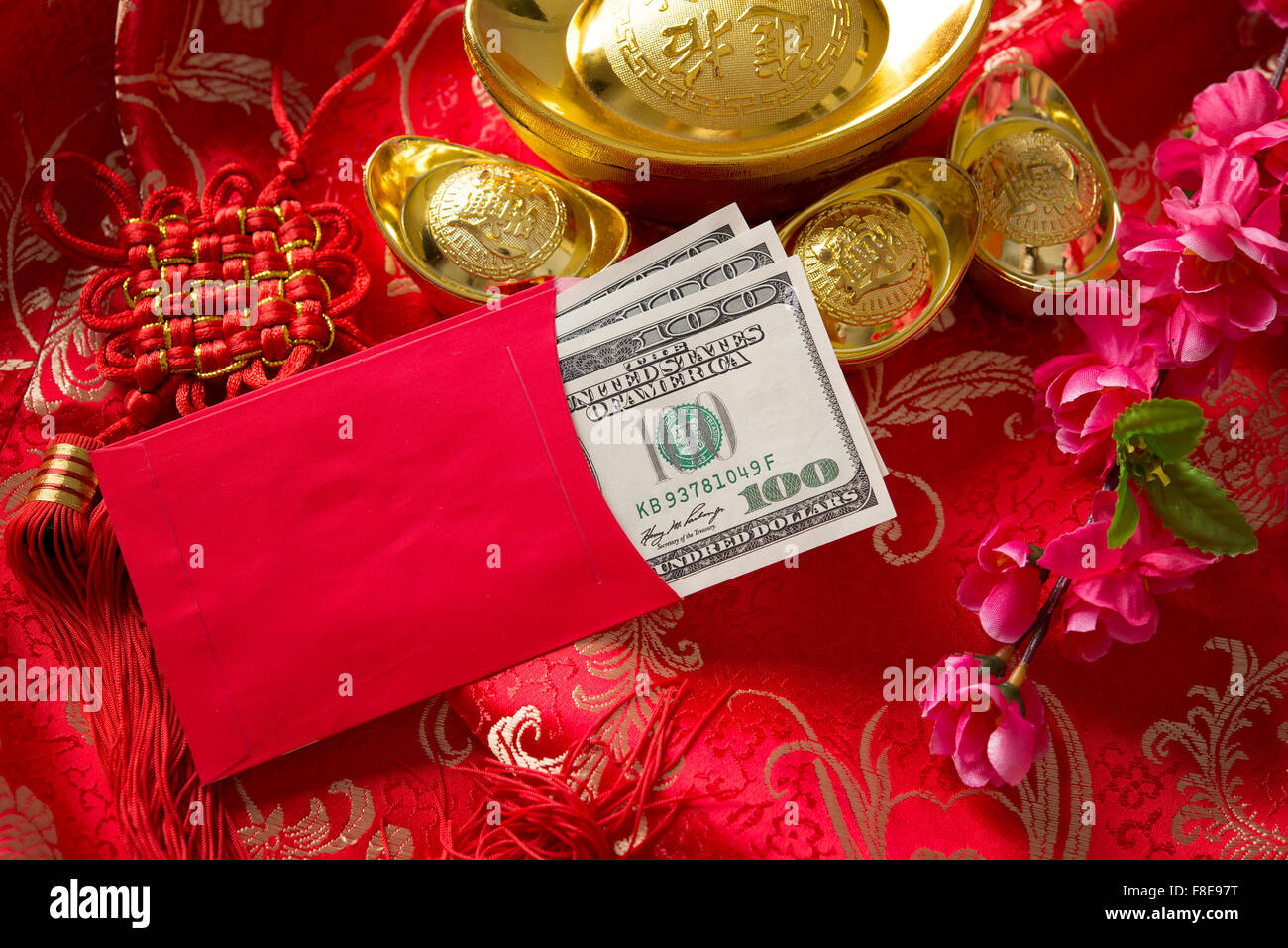 Chinese new year festival decorations, ang pow is given to children and elders during chinese