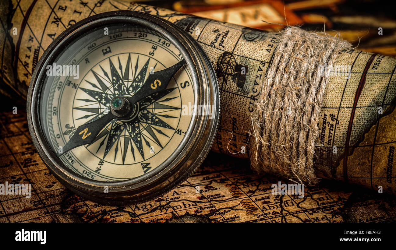 Old Vintage Compass On Ancient Map Stock Photo Alamy Old Vintage Compass On Ancient Map Stock Photo Alamy