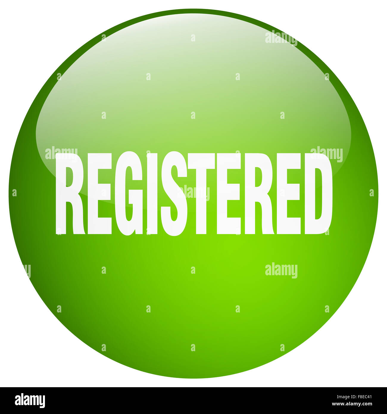 registered green round gel isolated push button Stock Photo - Alamy