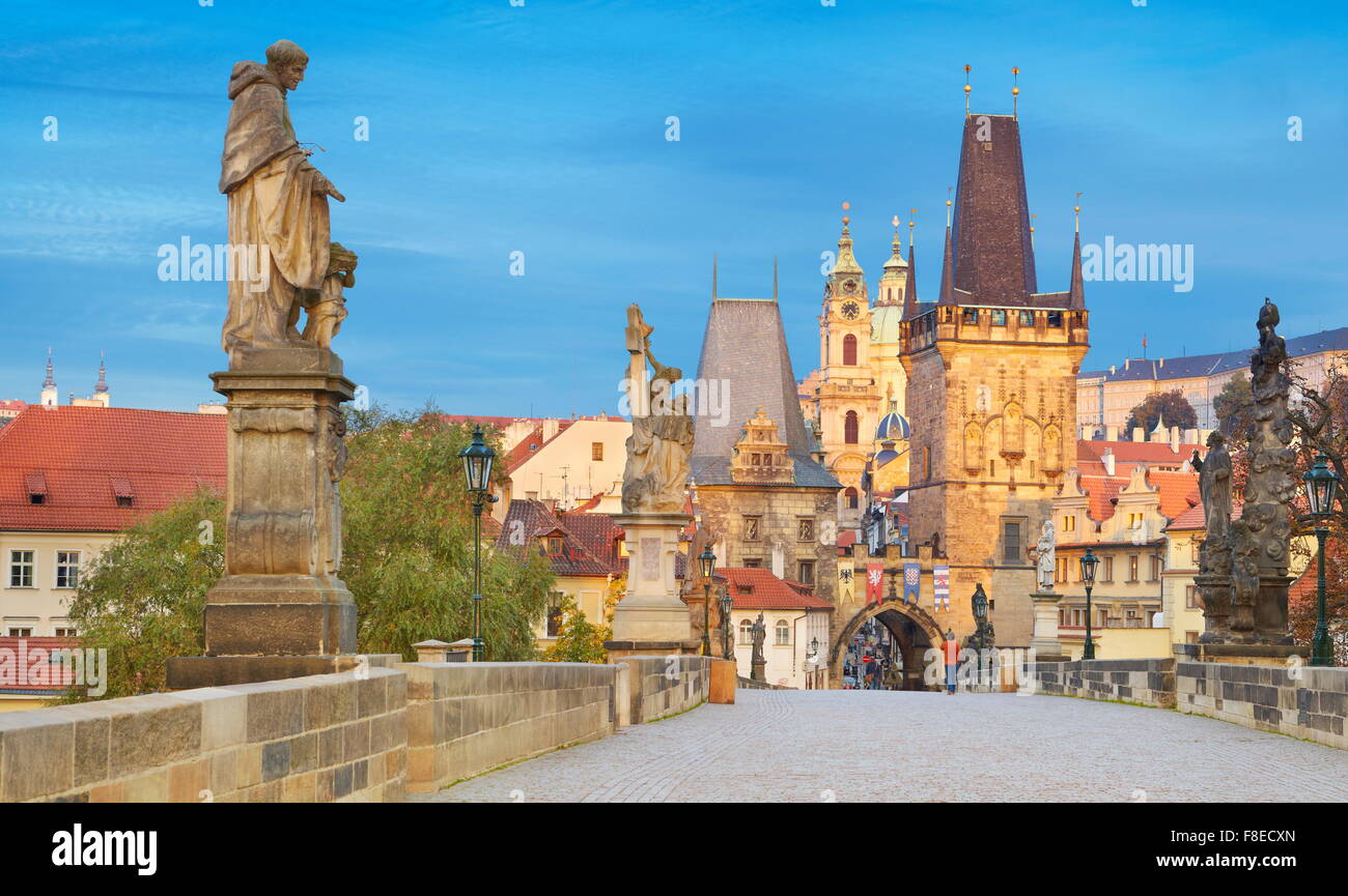 Charles Bridge, Prague Old Town, Czech Republic, UNESCO Stock Photo