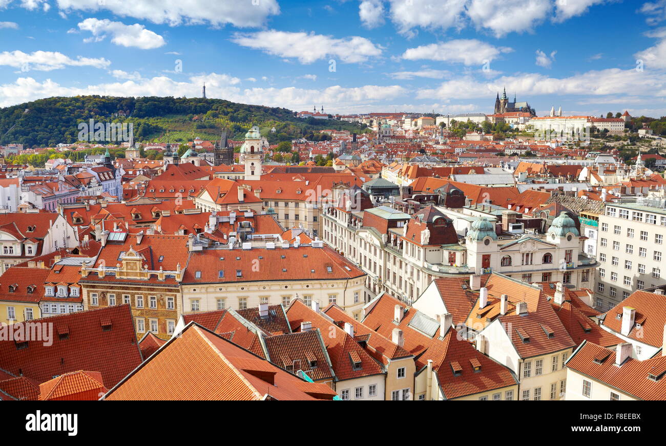 Ariel view of the Prague Old Town, Czech Republic, UNESCO Stock Photo