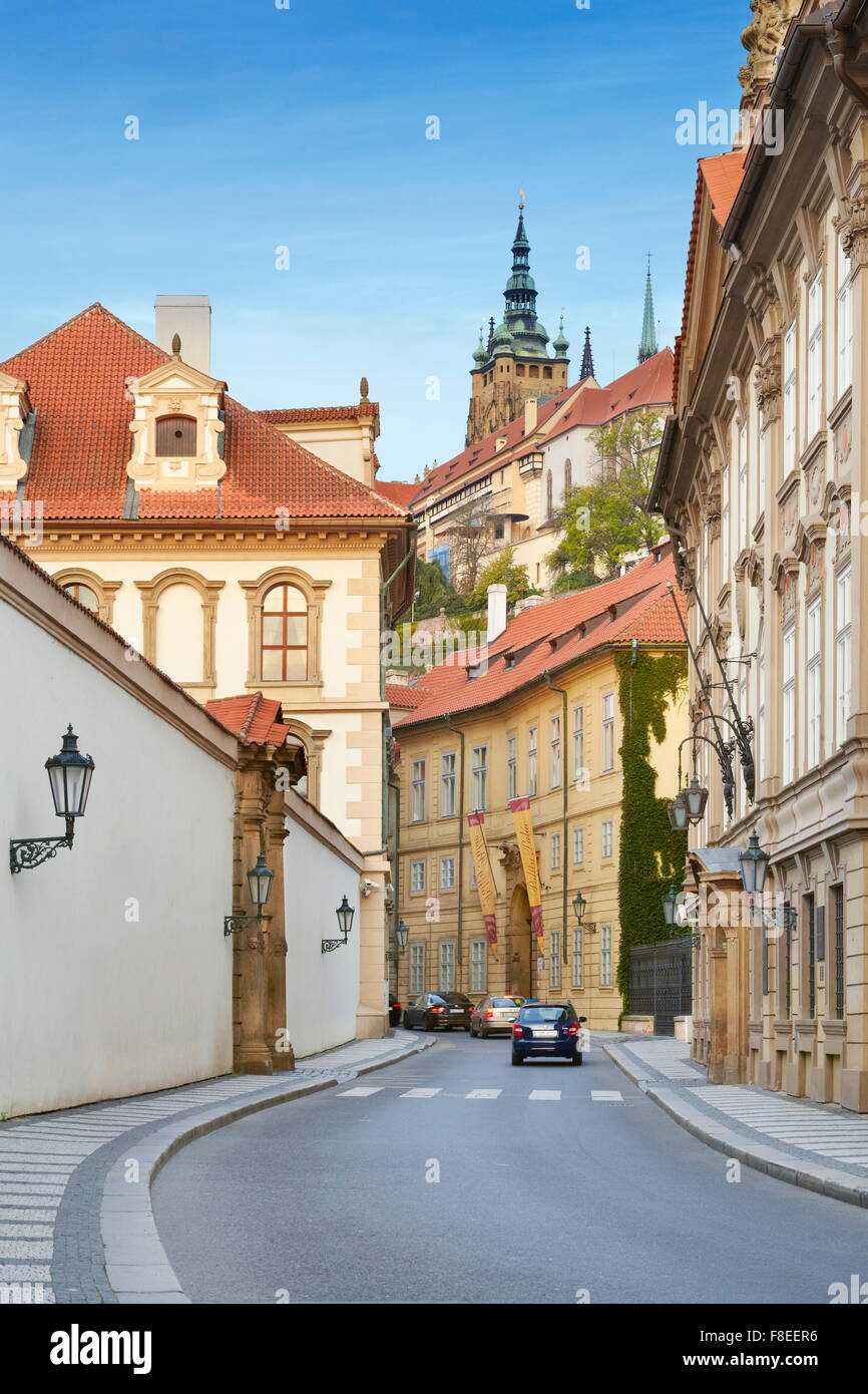 The street to the Hradcany Castle, Prague, Europe Stock Photo