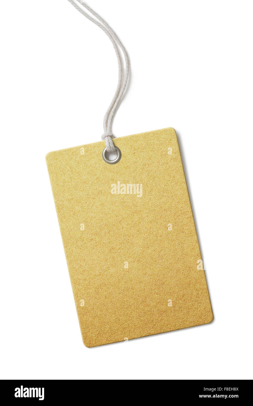 Blank golden paper price or gift tag isolated Stock Photo