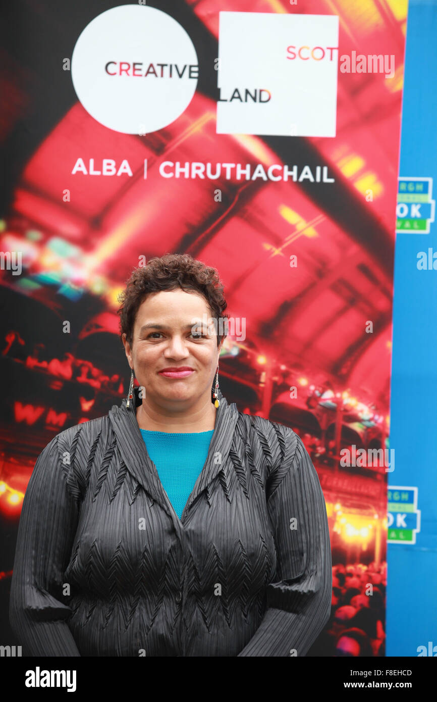 A portrait of Jackie Kay in Charlotte Square Gardens during The