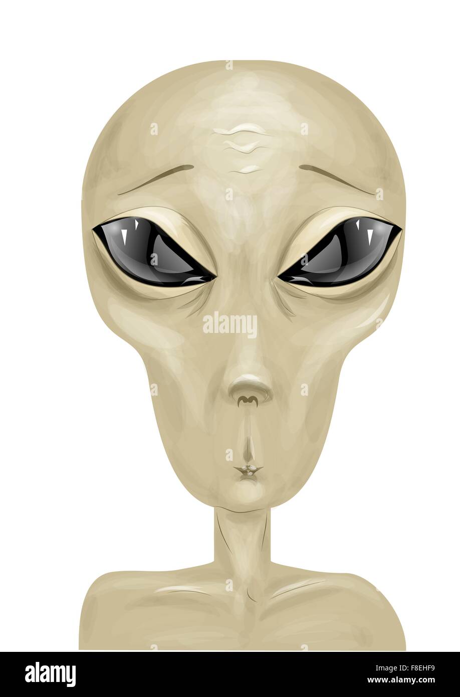 alien on white. vector drawing of an alien Stock Vector