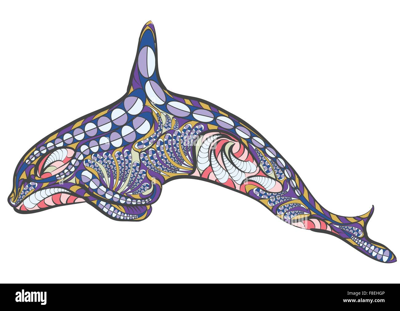 ethnic killer whale isolated on a white background Stock Vector Image ...