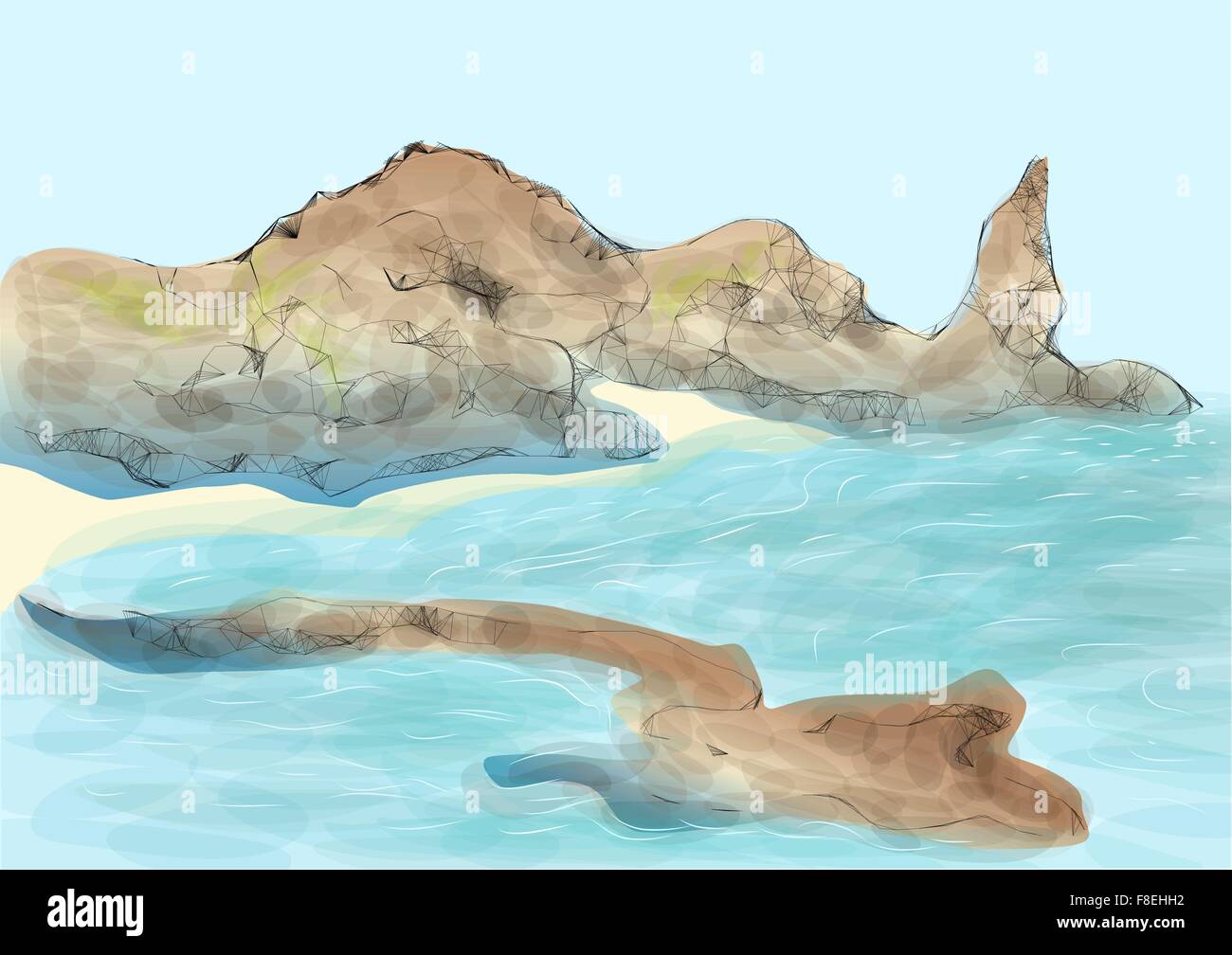 galapagos island. abstract drawing of part of land Stock Vector