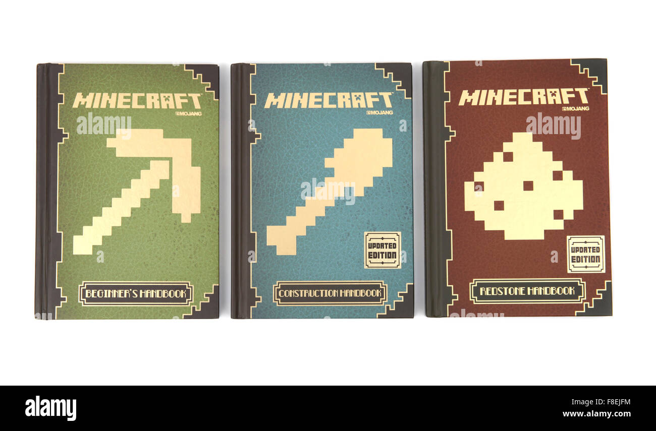 3 Minecraft books by Mojang Stock Photo