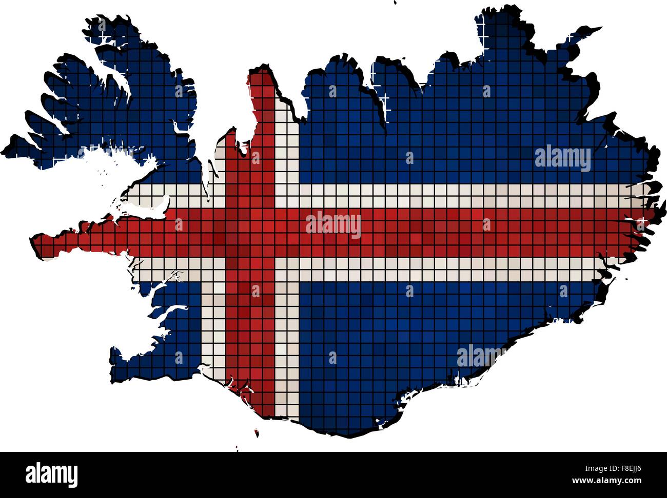 Iceland map with flag inside Stock Vector