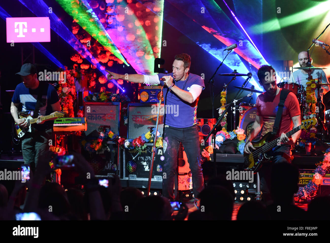 Will Champion, Guy Berryman, Chris Martin and Jonny Buckland of Coldplay  attend the Capital FM Jingle Bell Ball 2015 at the O2 Arena, London Stock  Photo - Alamy