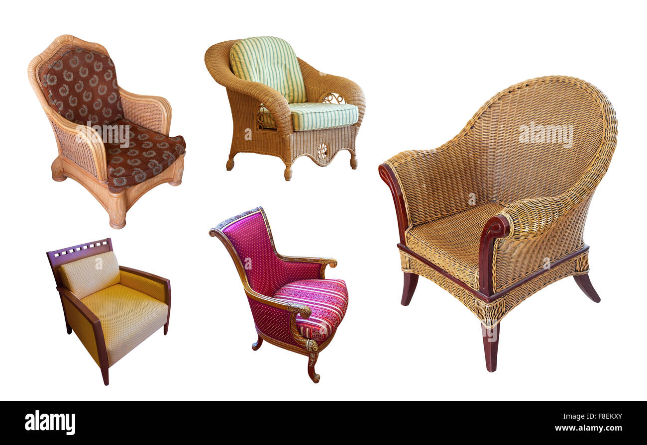 Set of vintage armchair. Isolated over white background with clipping path Stock Photo