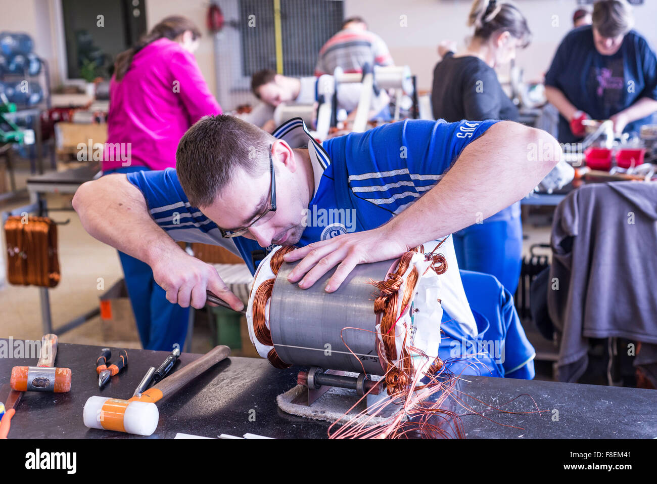 Electric motor production, copper Stock Photo Alamy