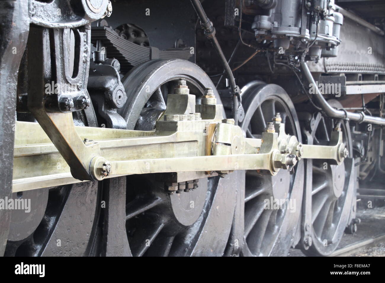 Steam locomotive wheels and rods Stock Photo