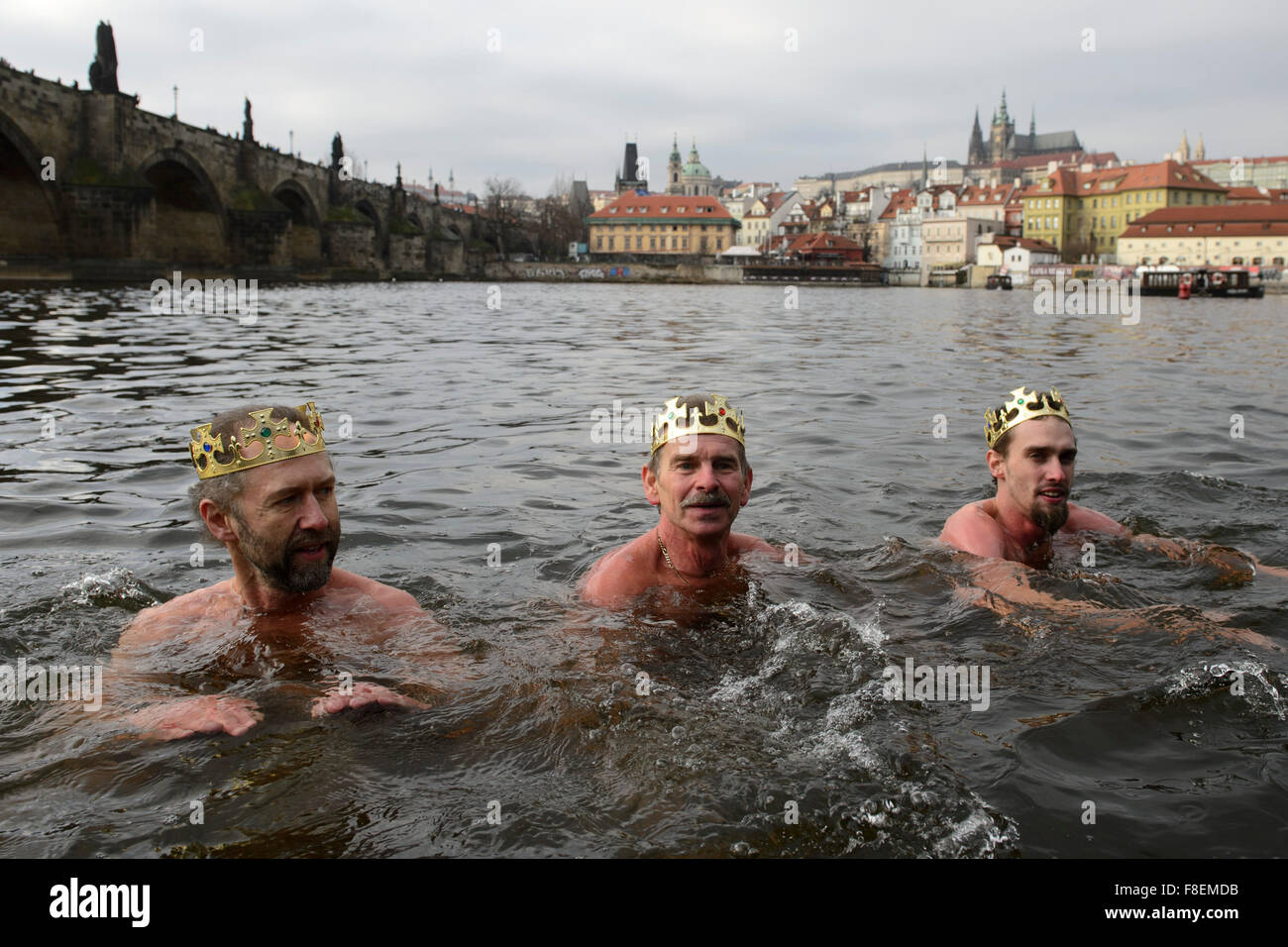 Prague, Czech Republic. 06th Jan, 2015. Winter swimmers are seen during