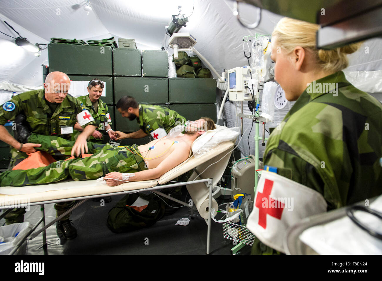 Hradec Kralove, Czech Republic. 11th June, 2015. The multinational military medical exercise Vigorous Warrior 2015, in which 350 military medics from 15 countries practicing mutual cooperation continues in Hradec Kralove, Czech Republic, June 11, 2015. © David Tanecek/CTK Photo/Alamy Live News Stock Photo